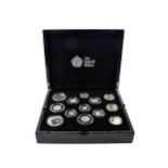 A modern Royal Mint 2017 UK silver proof coin set, in fitted box containing thirteen uncirculated