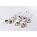 A set of six George III silver dessert spoons, by S.A, London 1803, Old English pattern with initial