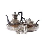 A collection of 20th century silver and silver plate, including two cased sets of six teaspoons, a