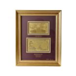 A Royal Mint Bank of England Ten Shillings and Five Pound gold bank note set in frame, with