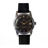 A 1960s Omega Automatic Seamaster Calendar stainless steel gentleman's wristwatch, having black dial