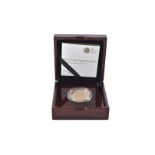 A modern Royal Mint The Five Sovereign Piece 2016 brilliant uncirculated gold coin, in fitted box