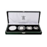 A Royal Mail 2001 Silver Proof Britannia Collection four coin set, in green fitted box, with