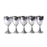 A large collection of silver plated goblets, each with engraved officers name, 13cm high, approx