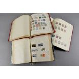 A school boy collection of British and World stamps, in three albums and on loose sheets, some