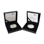 Two Royal Mint Elizabeth II 90th birthday silver proof coins, both boxed with certificates, one