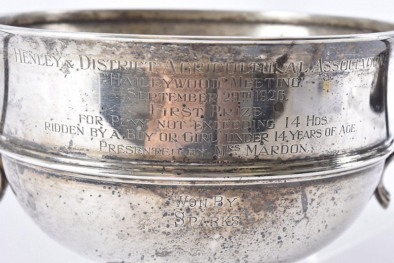 A George V silver twin handled trophy, with engraved presentation inscription, together with a - Image 2 of 2