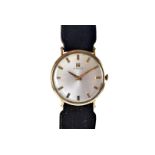 A 1960s 9ct gold Tissot gentleman's wristwatch, baton numerals to satin finish circular dial,