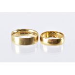Two gold wedding bands, one a smaller 22ct example, 3.5g, the other 18ct gold, 4.7g (2)