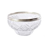 An Edwardian cut glass bowl, with silver rim marked James Deakin & Sons