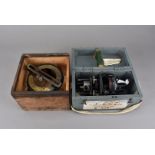 A WWII Air Ministry Astro Compass MkII, no.6A/1174, in original wooden grey stencilled fitted box,