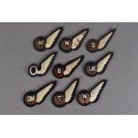 A collection of nine RAF half wing cloth badges, including Air Electronics Operator, Observer, Air