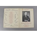 A signed Farewell Luncheon menu for the Rt. Hon Sir Thomas White K.B.E, D.F.C High Commissioner of
