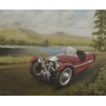 Motoring - Painting Brian Chapman, ( artist and technical illustrator for Bachman Model Railways) an