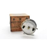 Angling Equipment, a vintage Hardy Longstone Dural reel, with solid drum face nickel silver on/off