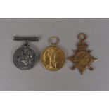 A trio of WWI medals, comprising Pip, Squeak and Wilfred, awarded to 3555 PTE W.J BENDLE ESSEX R (3)