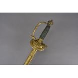 A Victorian Army Officer's Dress sword, having crown pommel, with thin hand guard, wire twist
