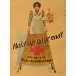 Hold Up Your End! War Fund Week, One Hundred Million Dollars, by W.B King, depicting a Red Cross