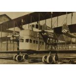 Aviation, a Trimotore "Caproni 58" Airliner HP200,photograph, 1918 with passengers looking out of