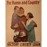 For Home Or Country, Victory Liberty Loan, showing a soldier holding his son and embracing his wife,