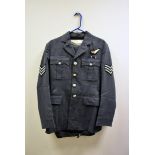 An RAF No.1 Battledress blouse and trousers, by J Compton, Son & Webb Ltd, with Sergeant chevrons,