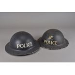 A WWII Police brodie helmet, with impress mark G13 BMP to underside, together with a WWII SC