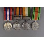 A family group of four medals, comprising the Queen's and King South Africa medals, awarded to
