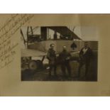 Aviation, a signed "Caproni" aircraft photograph with crew to front dated 1916, ace of spades