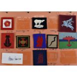 A collection of cloth badges, comprising East Midland Dist, Air Formation Sigs, Scottish Command,