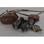 A WWI Verner's pattern compass, marked VIII, dated 1917, together with leather carry case,