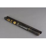 A Victorian ARP truncheon, the turned wooden truncheon painted black with VR and crown decorated,