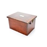 Motoring, a vintage wooden Exide battery box. In varnished hardwood with combed joints, brass name