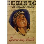 Is He Killing Time... Or Killing Nazis, Spares May Decide, a British WWII propaganda poster