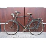 Cycling, A Raleigh Popular, Light Roadster Gents Bicycle. C 1925, in Black with green pin striping