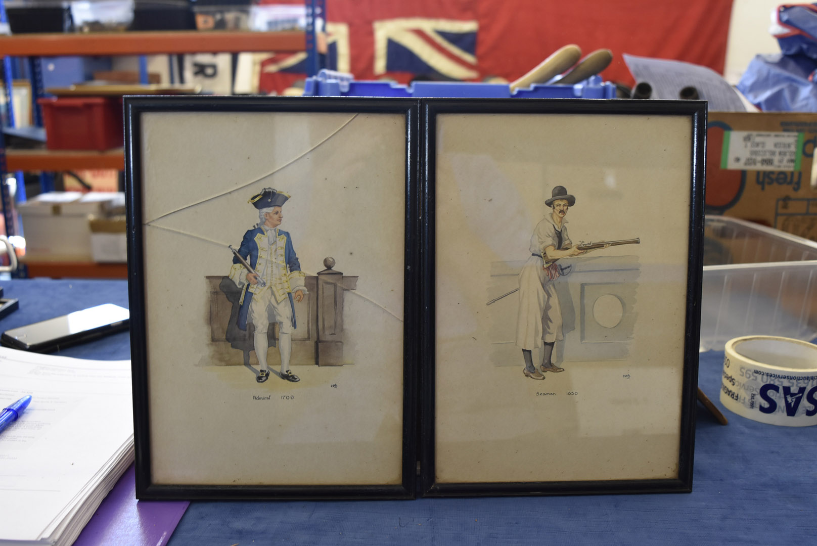 A group of 12 fine Naval uniform watercolours, depicting various uniforms, including Surgeon - Image 7 of 7