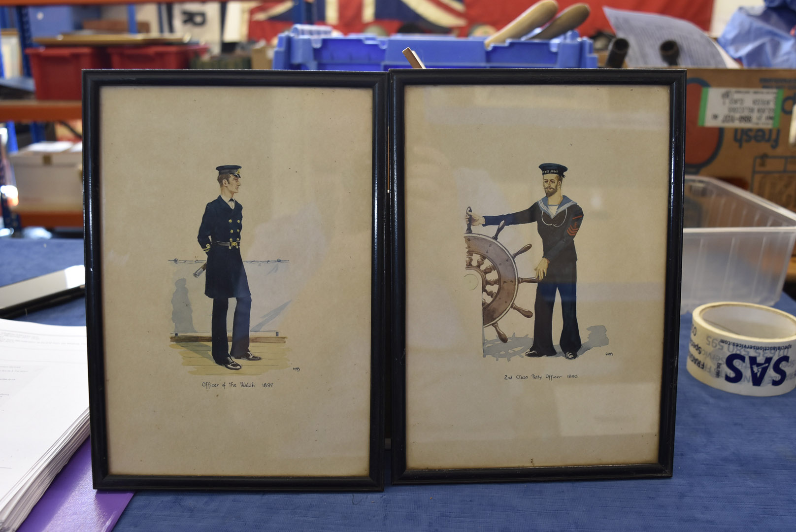 A group of 12 fine Naval uniform watercolours, depicting various uniforms, including Surgeon - Image 4 of 7