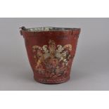 A 19th century 'Order of the Garter' leather fire bucket, painted red with Honi Soit Qui Mal Y Pense
