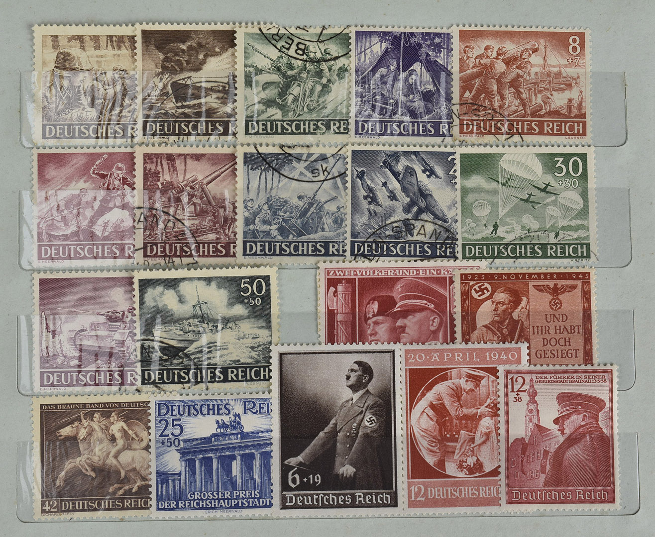 A small album containing a collection of German and other Countries stamps, circa 1930s, approx 200