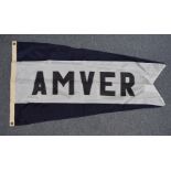 An Atlantic Marine Vessel Emergency Reporting System pennant, the blue and white pennant with