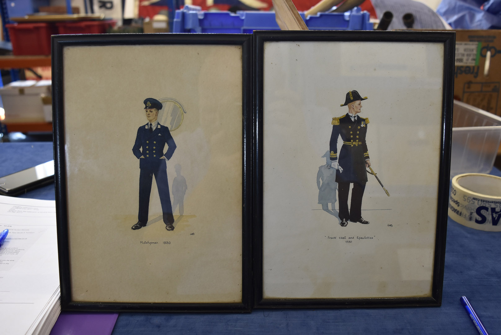 A group of 12 fine Naval uniform watercolours, depicting various uniforms, including Surgeon - Image 2 of 7