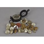 A small group of buttons and cap badges, to include The Royal Scots, Egypt East Lancashire, R.