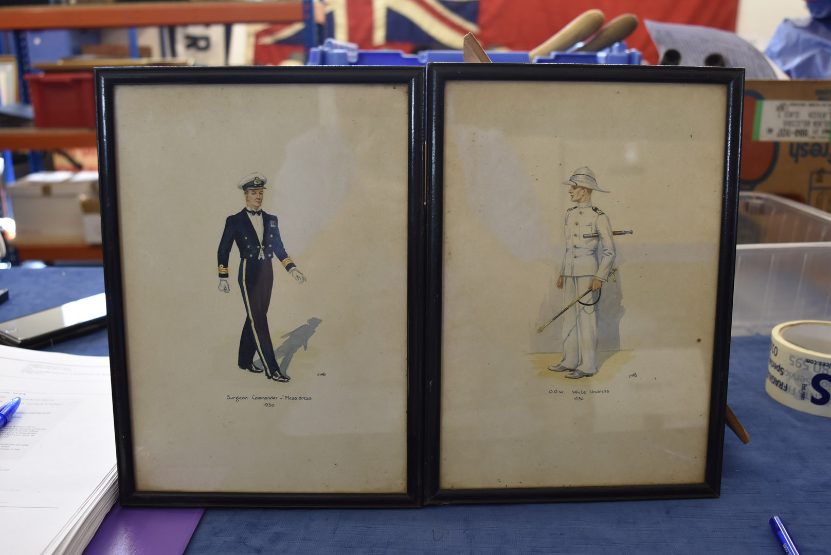 A group of 12 fine Naval uniform watercolours, depicting various uniforms, including Surgeon - Image 3 of 7