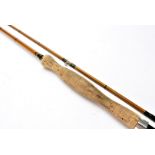 Angling Equipment, a vintage Hexagonal cane Fly rod, 2 pce, 9' 6", with green whipping. Good overall