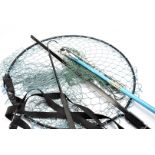 Angling Equipment, a large circular extending Landing net, 60cm hoop, together with a Gold Crown,