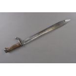 A WWII German M1898/05 'butcher' sword bayonet, marked to one side of the blade 'GEBR. HARTKOPT