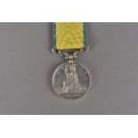 A Victorian Baltic Medal, unnamed, on yellow with light blue edged ribbon