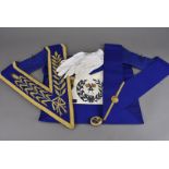 A small selection of Masonic items, to include sashes, round the neck sashes, jewels, gloves etc,