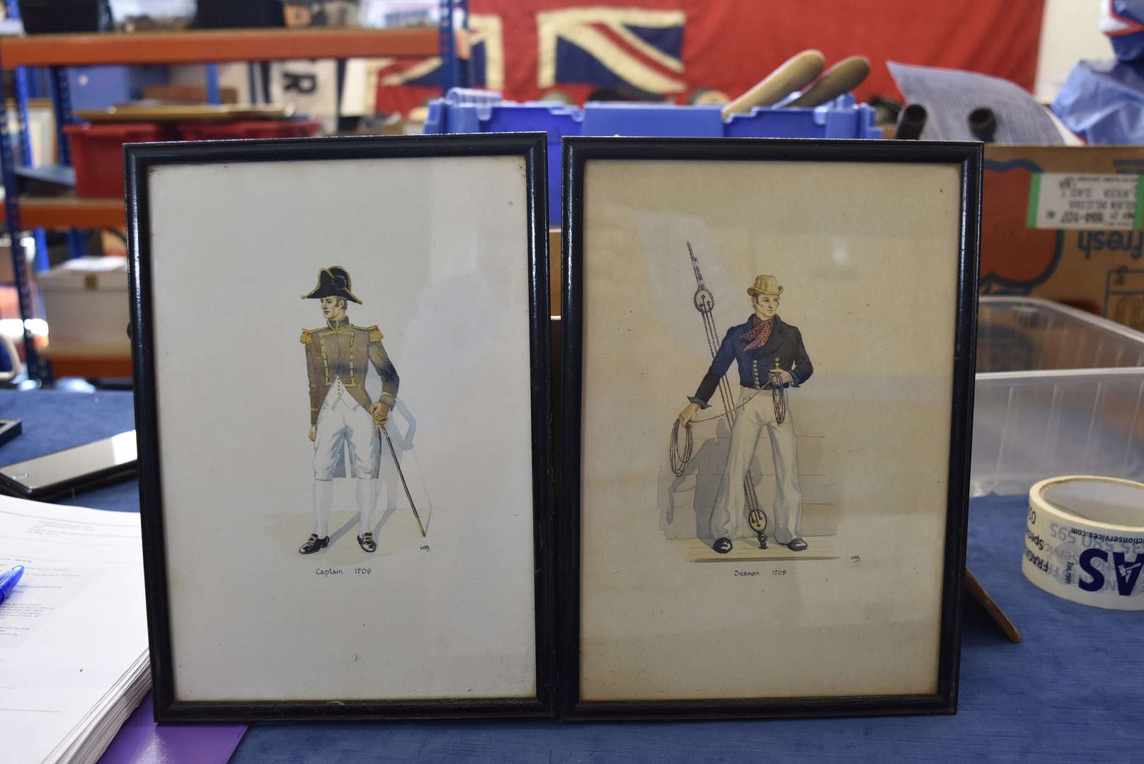 A group of 12 fine Naval uniform watercolours, depicting various uniforms, including Surgeon - Image 6 of 7