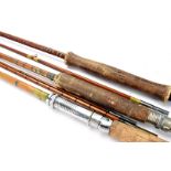 Angling Equipment, a vintage Hardy Palakona hexagonal cane Trout fly rod, 2pce, 7' 10" together with