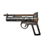 Shooting, a vintage Webley Junior air pistol. Barrel lever with missing grips, will not cock (AF).